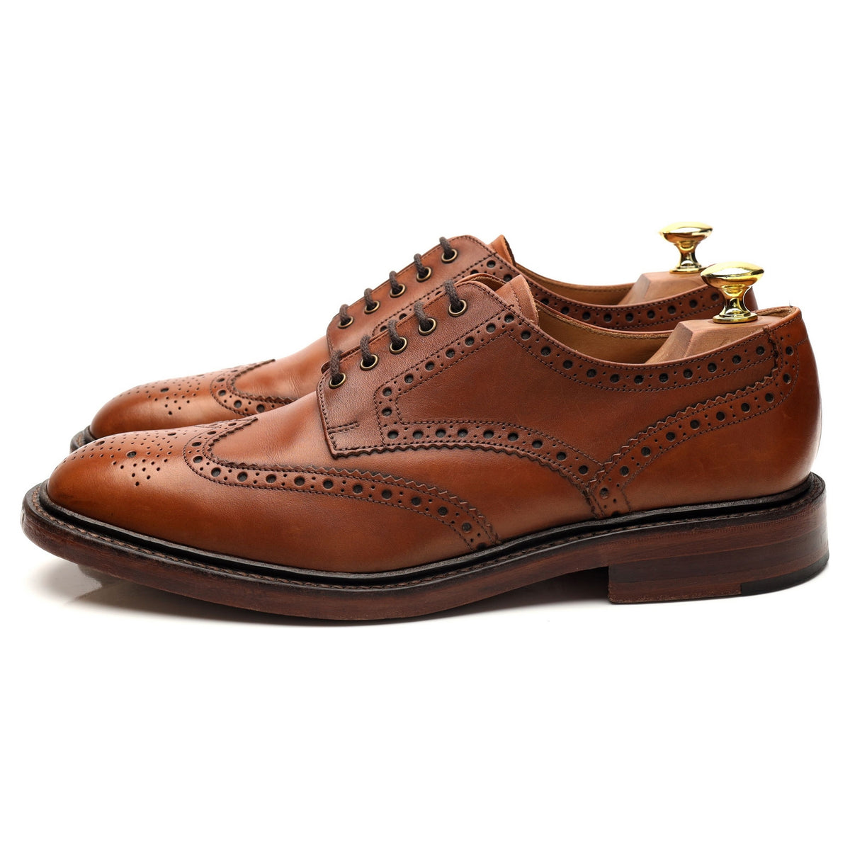 1880 &#39;Chester&#39; Tan Brown Leather Derby Brogues UK 8 F