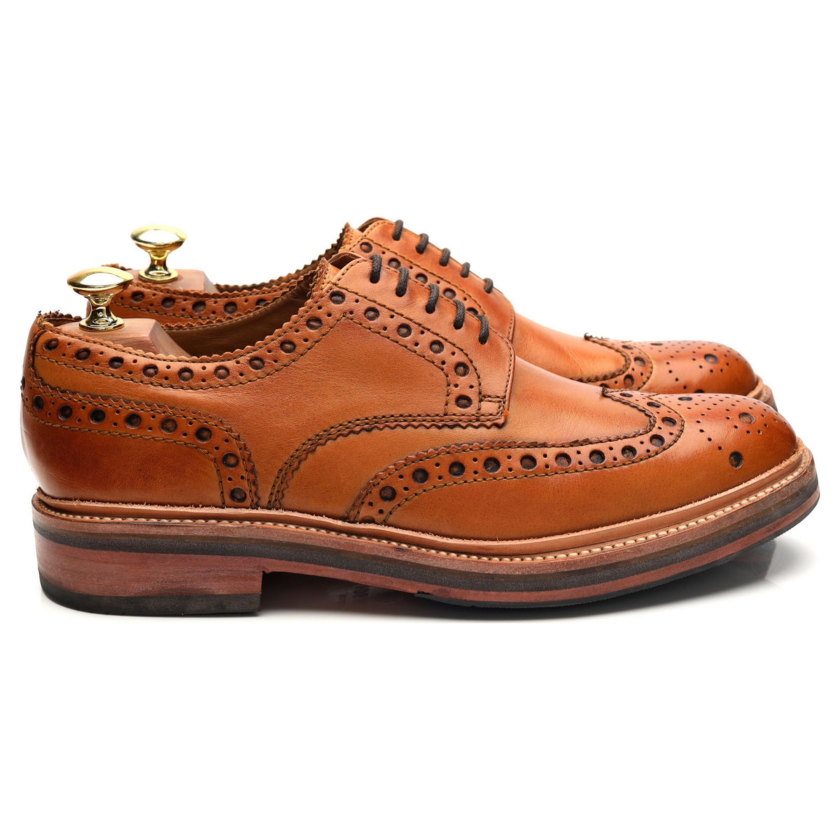 &#39;Archie&#39; Tan Brown Leather Derby Brogues UK 8 G