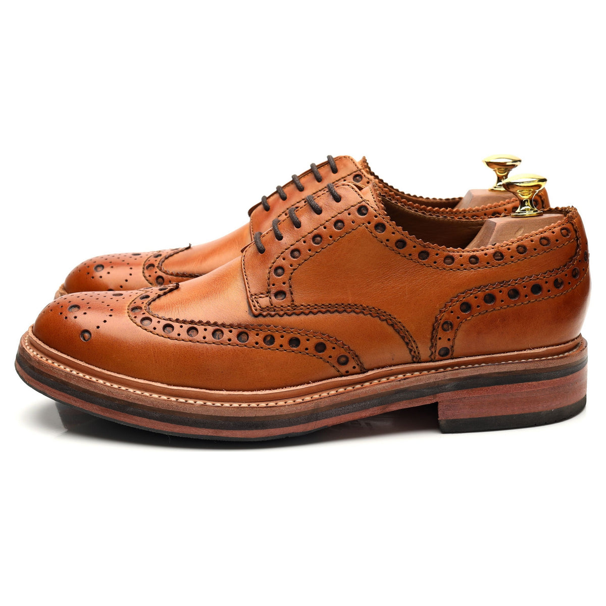 &#39;Archie&#39; Tan Brown Leather Derby Brogues UK 8 G