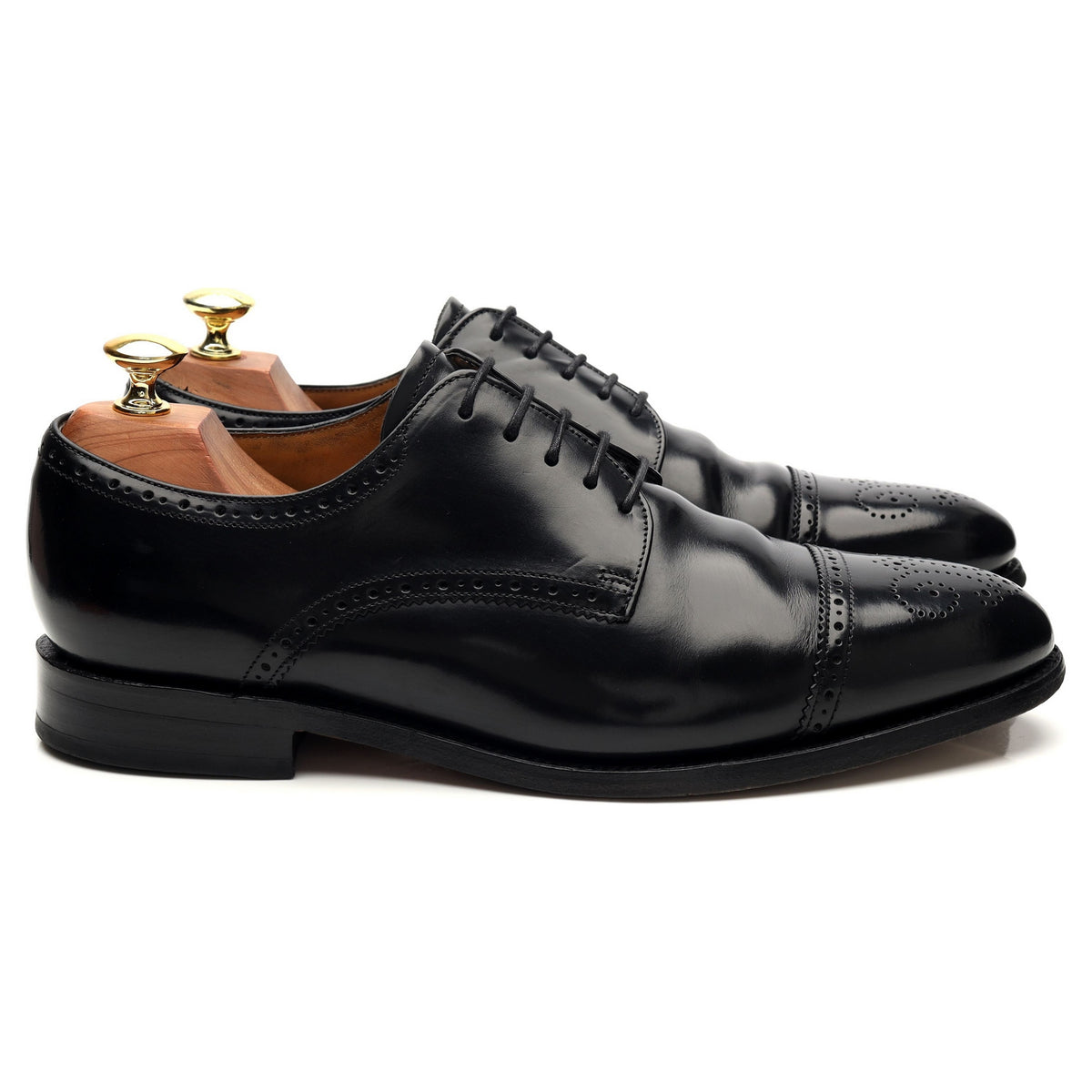 &#39;376717&#39; Black Leather Cap Toe Derby UK 8 G