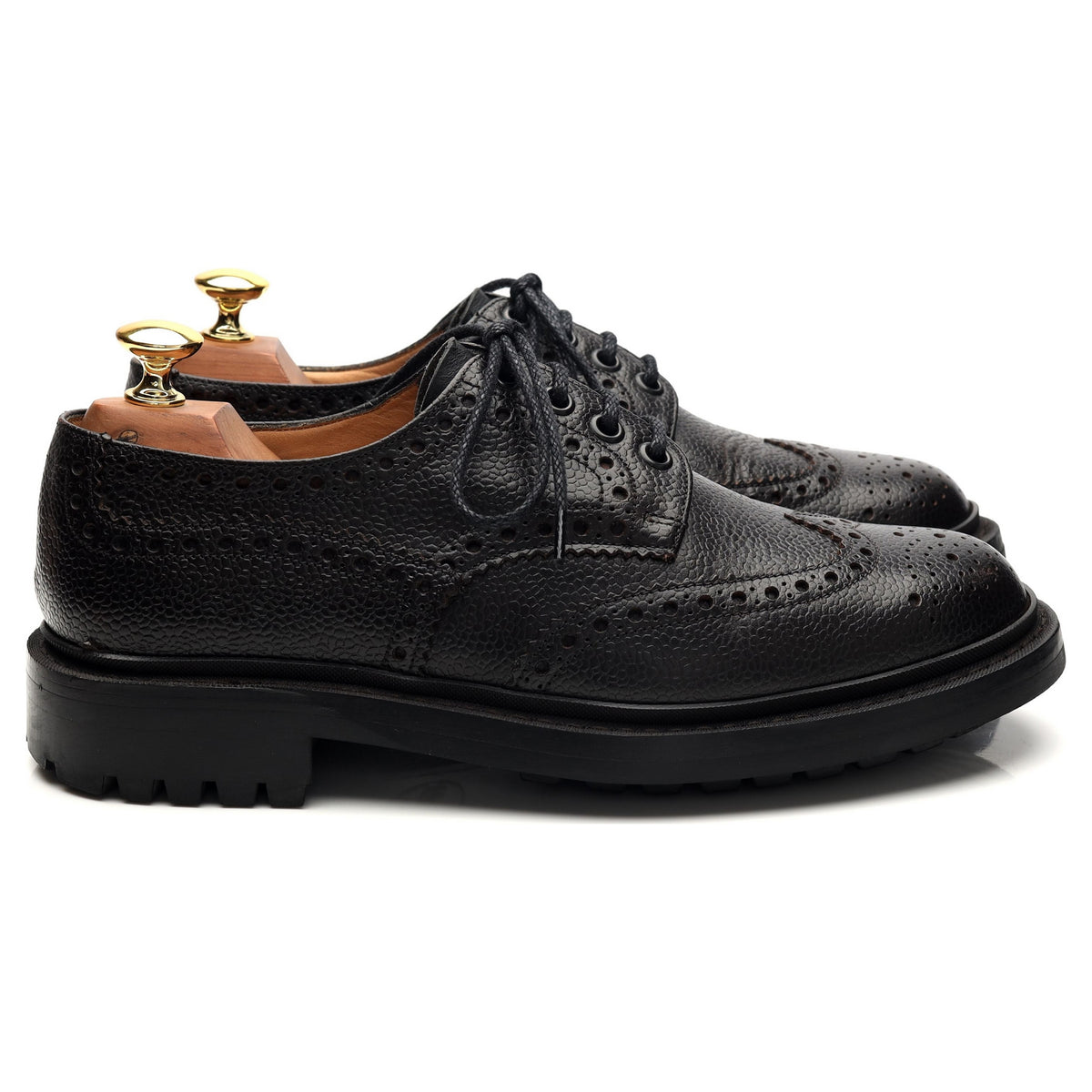 &#39;Gorsley&#39; Black Grain Leather Derby Brogues UK 6 G