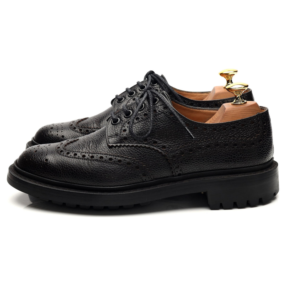 &#39;Gorsley&#39; Black Grain Leather Derby Brogues UK 6 G