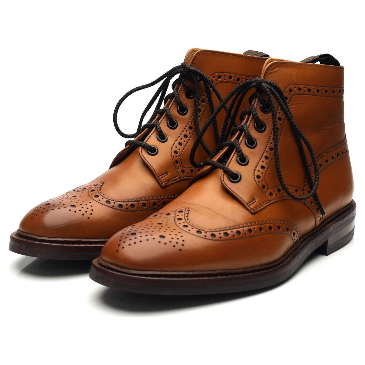1880 &#39;Burford&#39; Tan Brown Leather Brogue Boots UK 7 F