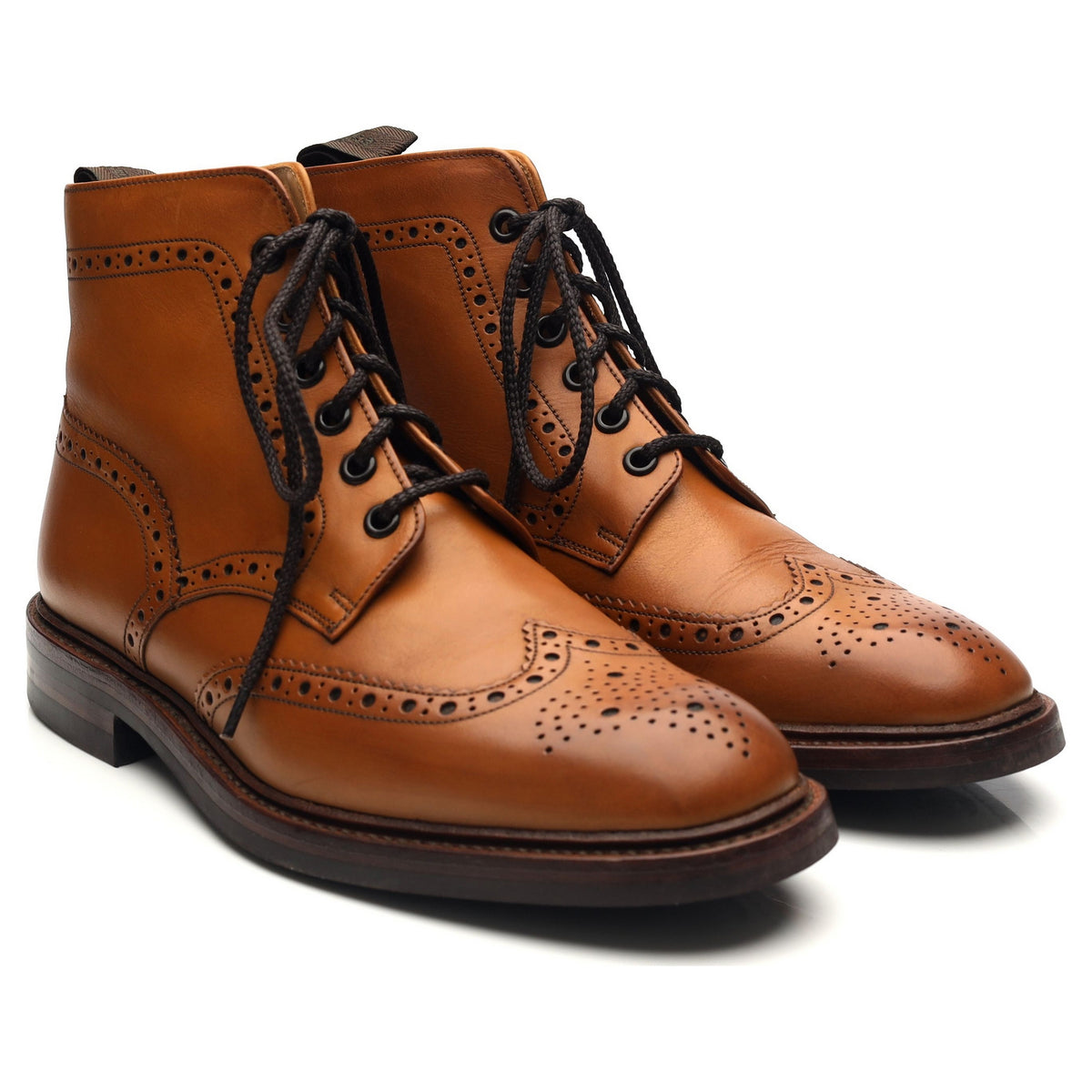 1880 &#39;Burford&#39; Tan Brown Leather Brogue Boots UK 7 F