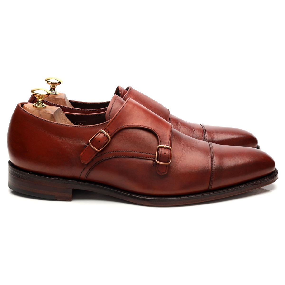 1880 Legacy &#39;Wensum&#39; Tan Brown Leather Double Monk Strap UK 10 F