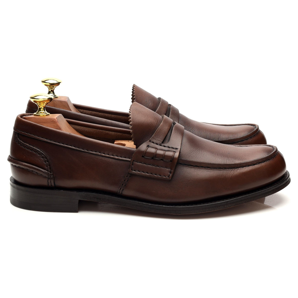 &#39;Pembrey&#39; Brown Leather Split Toe Loafers UK 7.5 G
