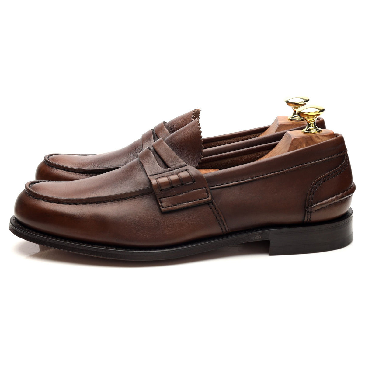 &#39;Pembrey&#39; Brown Leather Split Toe Loafers UK 7.5 G