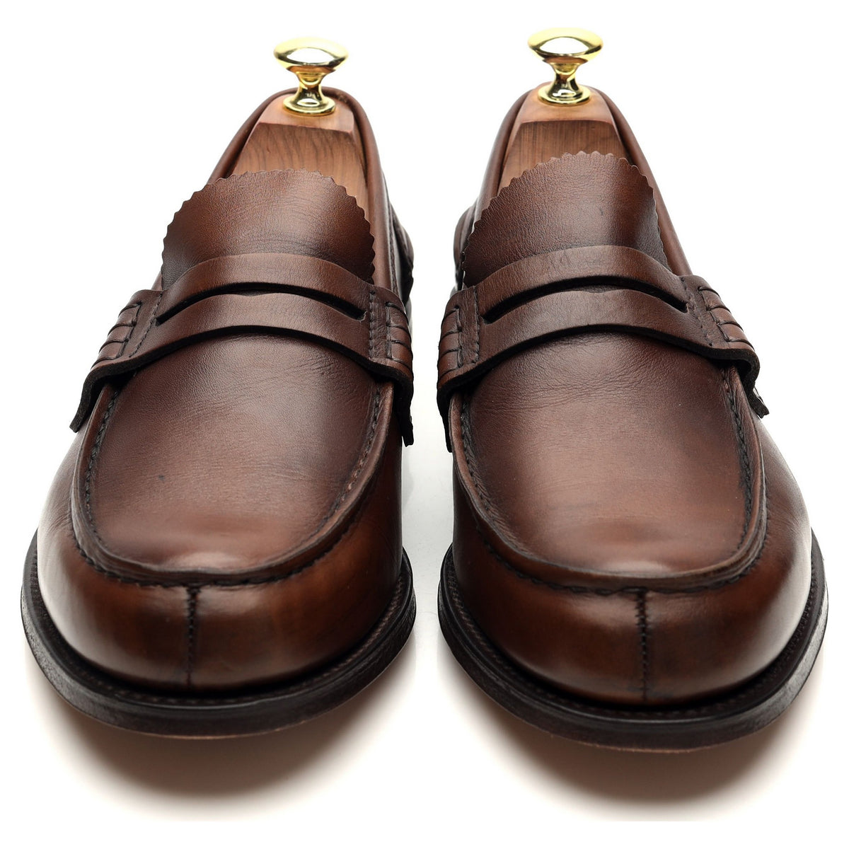 &#39;Pembrey&#39; Brown Leather Split Toe Loafers UK 7.5 G