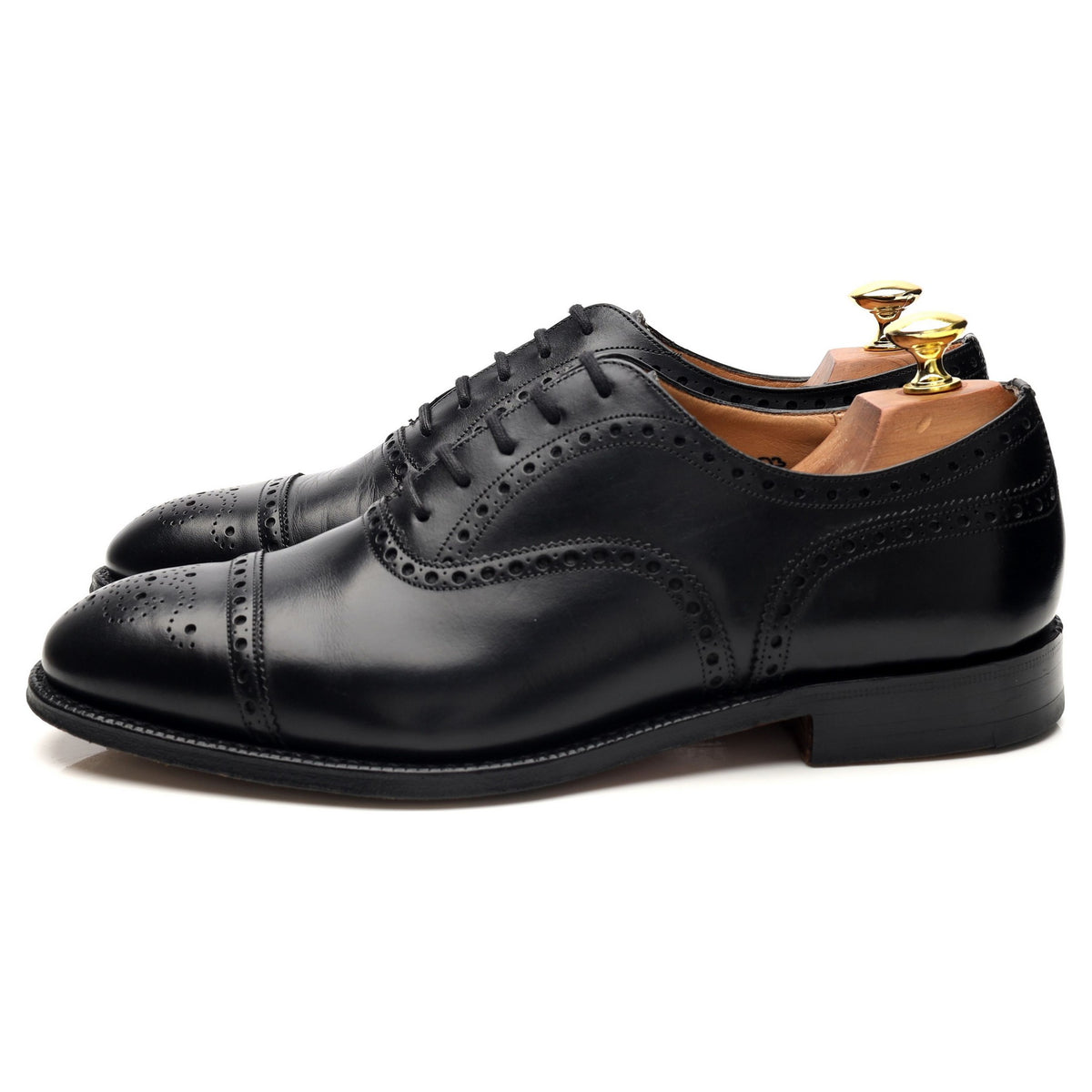 &#39;Perth&#39; Black Leather Oxford Brogues UK 8 G