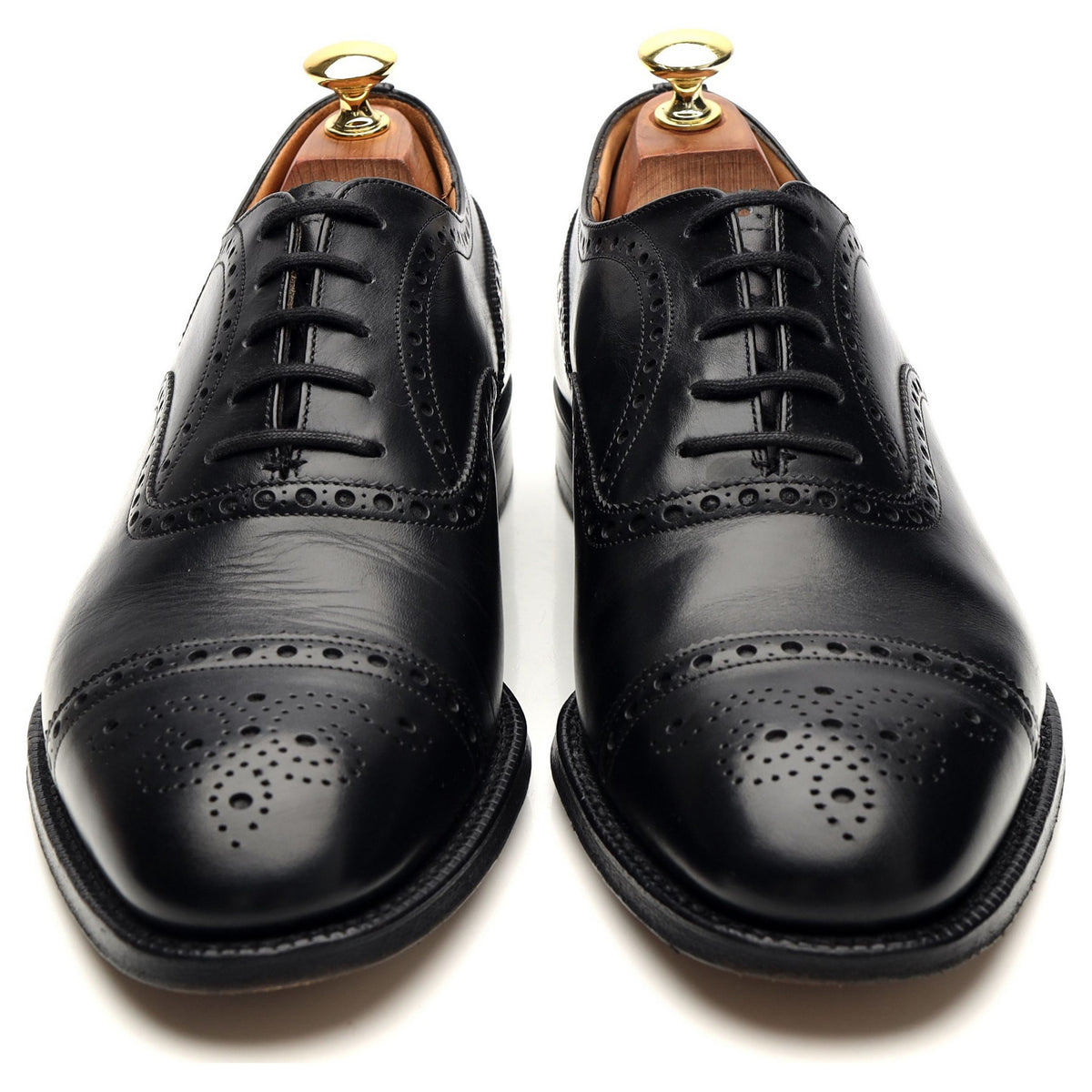 &#39;Perth&#39; Black Leather Oxford Brogues UK 8 G