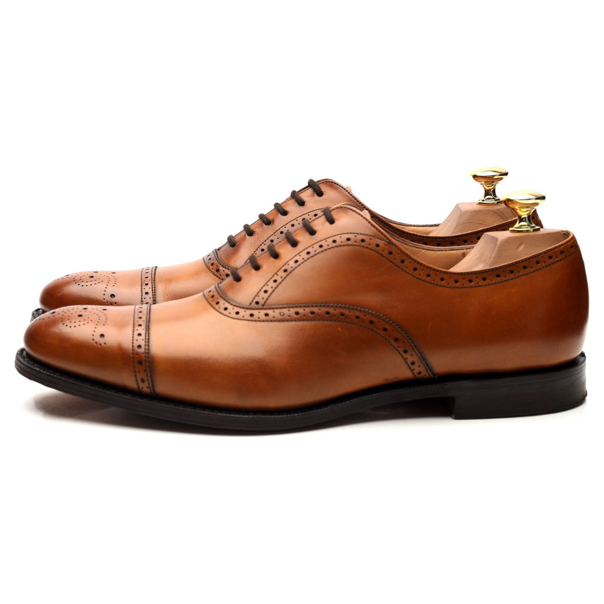 &#39;Toronto&#39; Tan Brown Leather Oxford Brogues UK 8 F