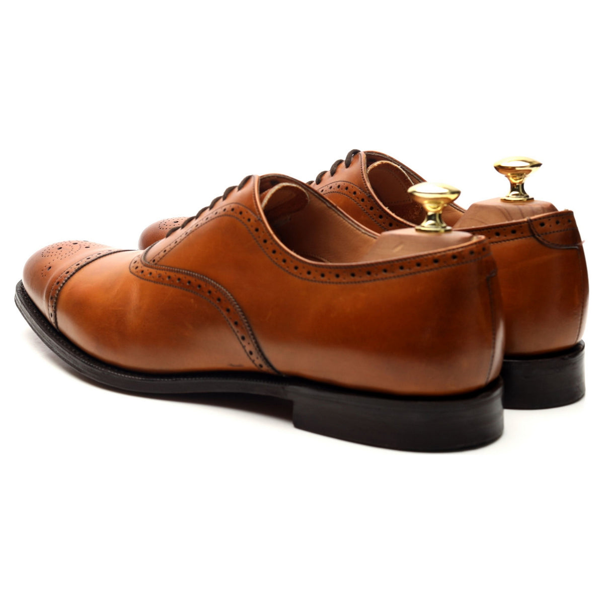 &#39;Toronto&#39; Tan Brown Leather Oxford Brogues UK 8 F