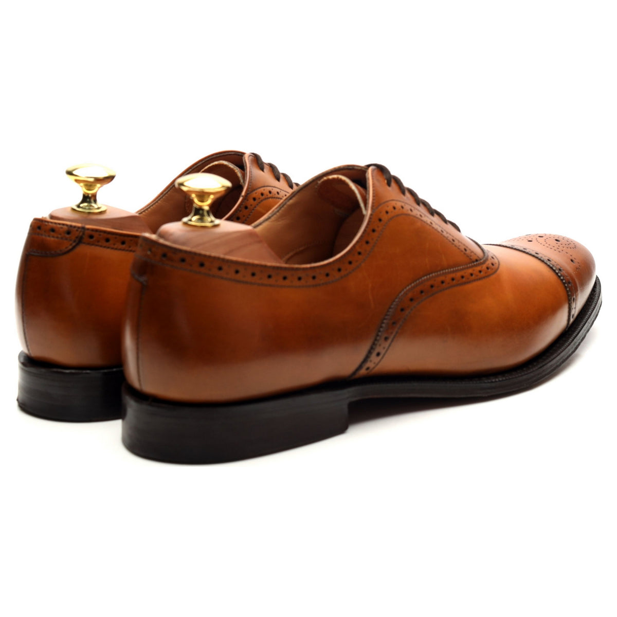 &#39;Toronto&#39; Tan Brown Leather Oxford Brogues UK 8 F