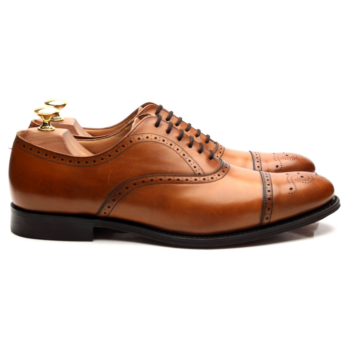 &#39;Toronto&#39; Tan Brown Leather Oxford Brogues UK 8 F