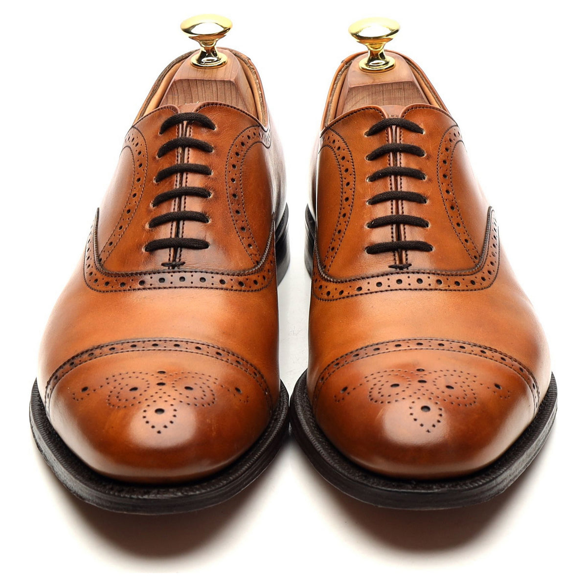 &#39;Toronto&#39; Tan Brown Leather Oxford Brogues UK 8 F