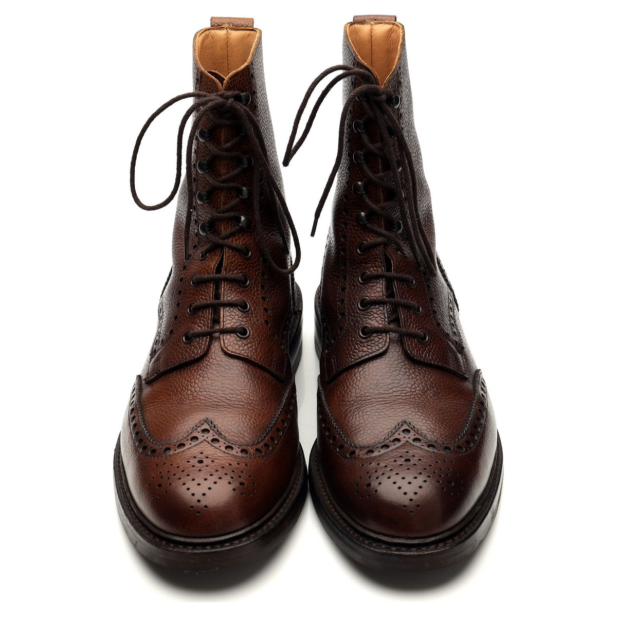 &#39;Harry&#39; Brown Grain Leather Boots Brogues UK 8.5 F