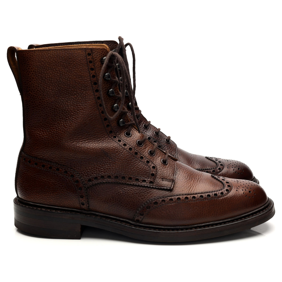 &#39;Harry&#39; Brown Grain Leather Boots Brogues UK 8.5 F