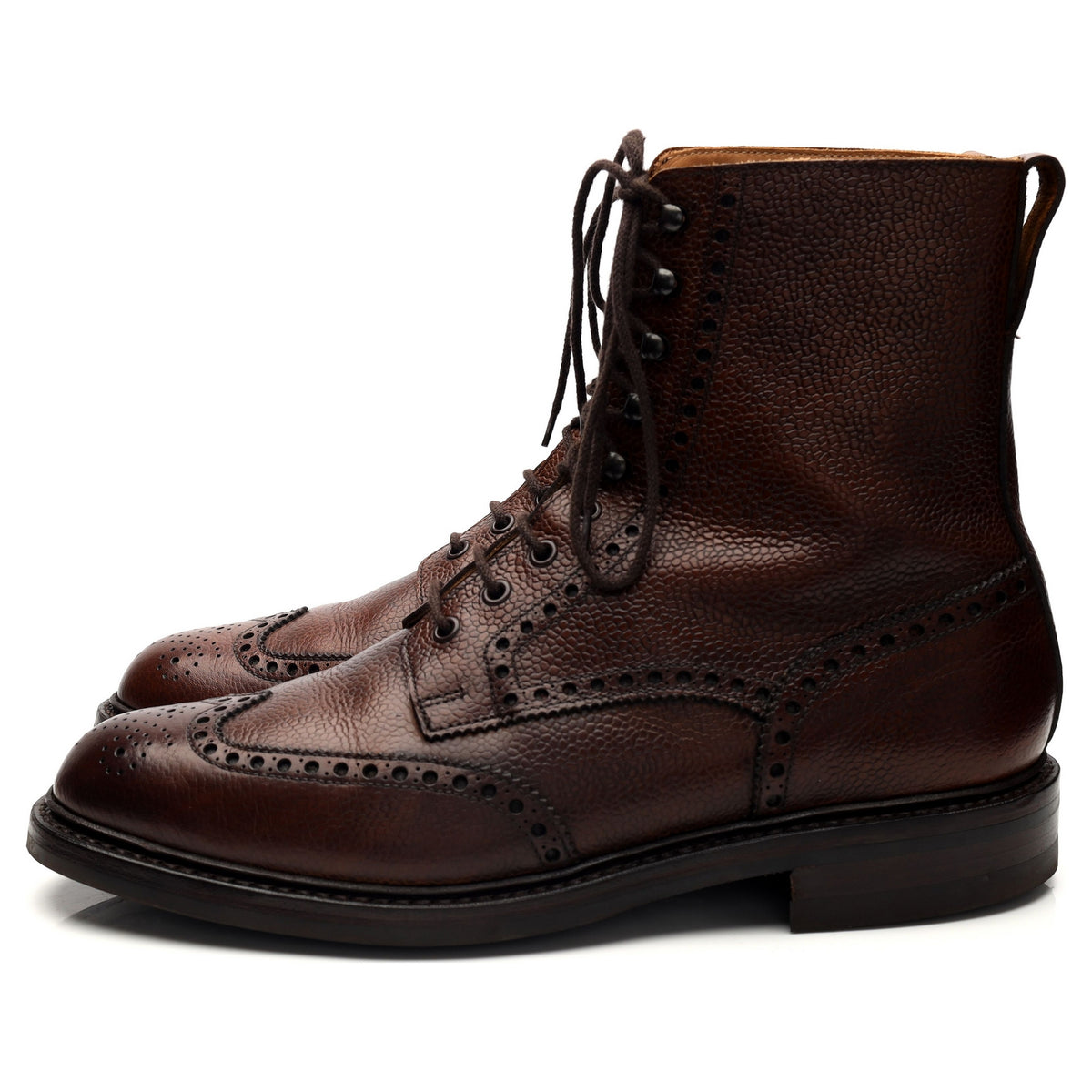 &#39;Harry&#39; Brown Grain Leather Boots Brogues UK 8.5 F