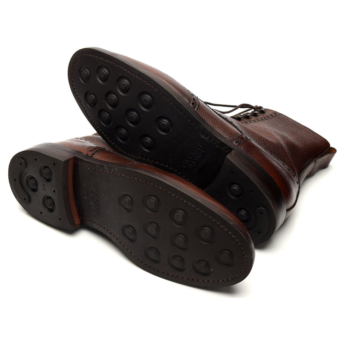 &#39;Harry&#39; Brown Grain Leather Boots Brogues UK 8.5 F
