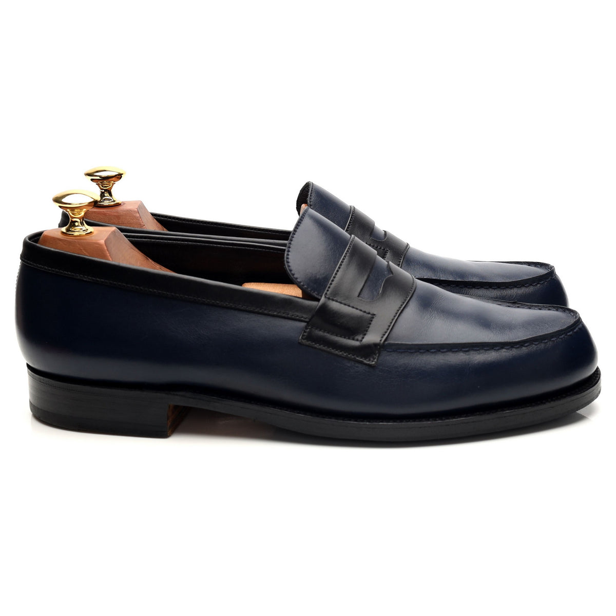 &#39;180 Mocassin&#39; Navy Blue Leather Loafers 9 D UK 10