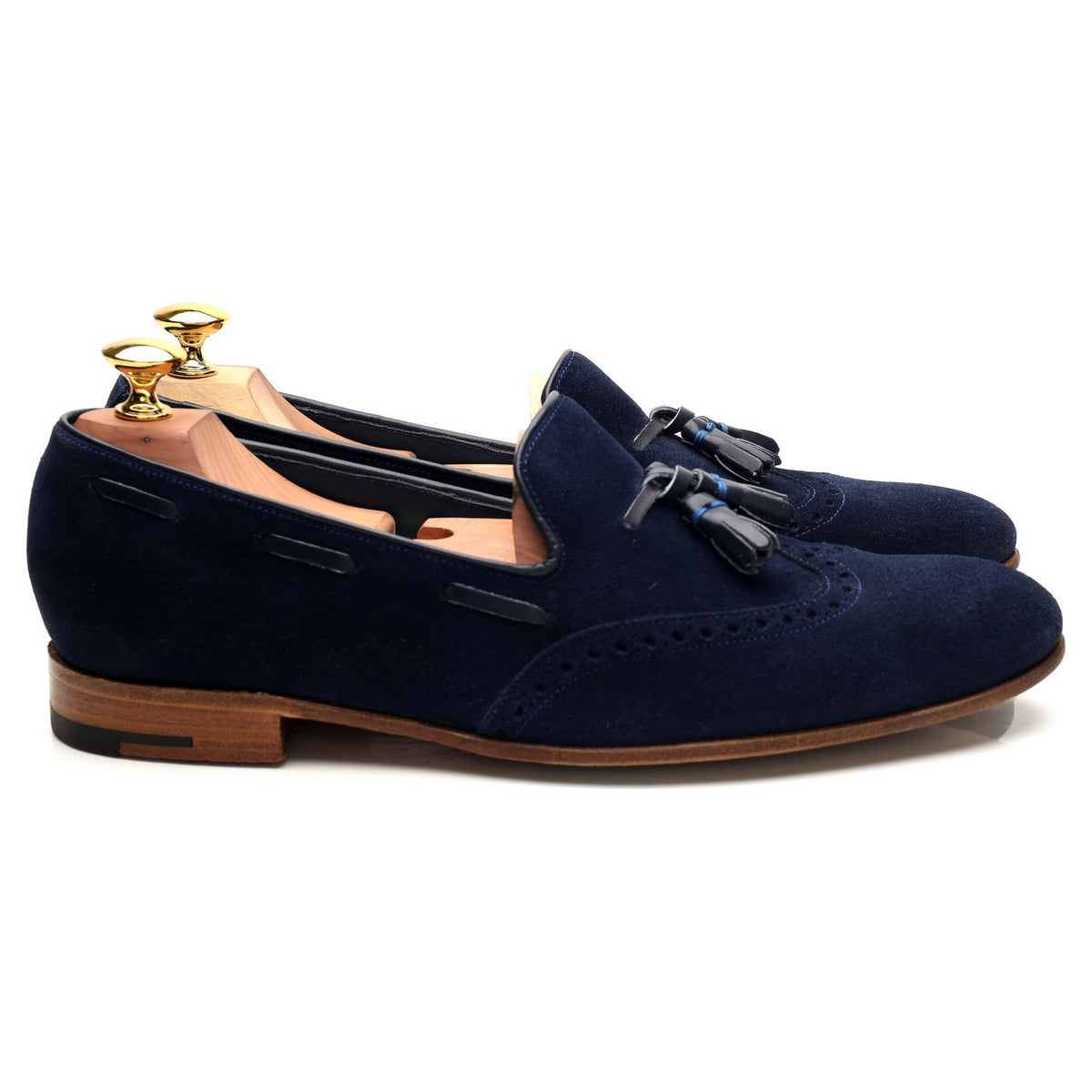 &#39;Ray&#39; Navy Blue Suede Tassel Loafers UK 7.5 F