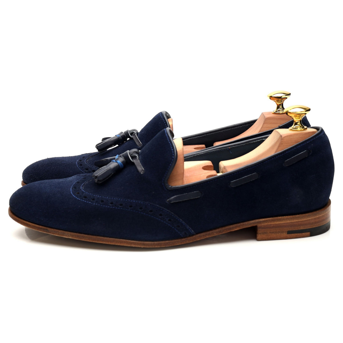 &#39;Ray&#39; Navy Blue Suede Tassel Loafers UK 7.5 F