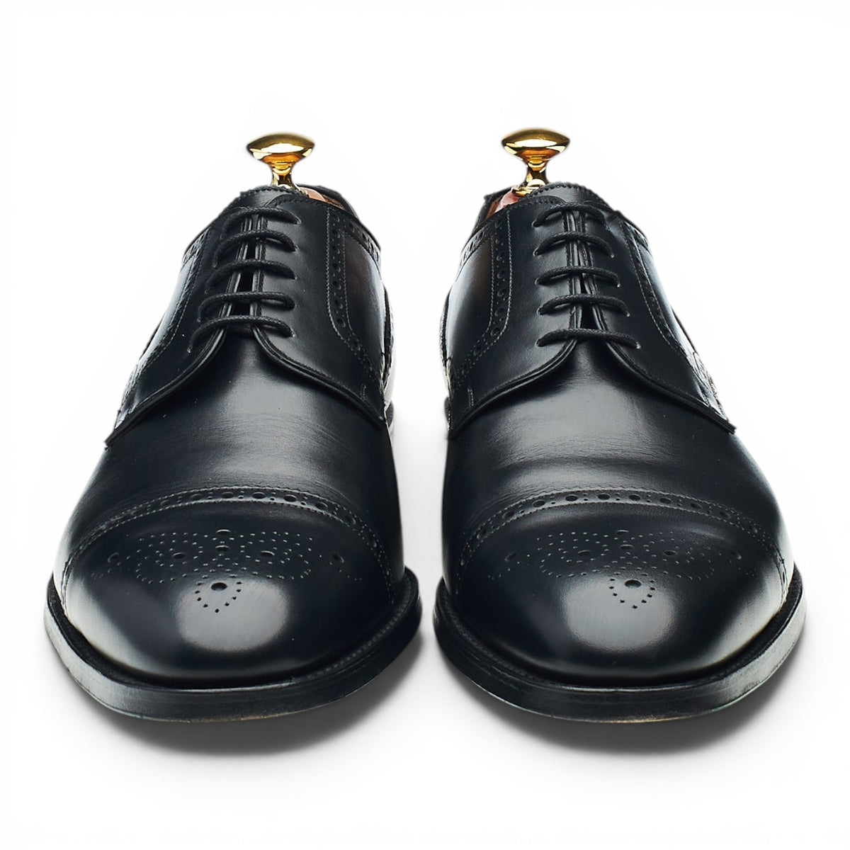 Gieves & Hawkes Black Leather Derby Brogues UK 9 F