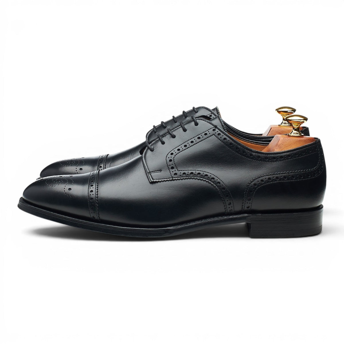 Gieves & Hawkes Black Leather Derby Brogues UK 9 F