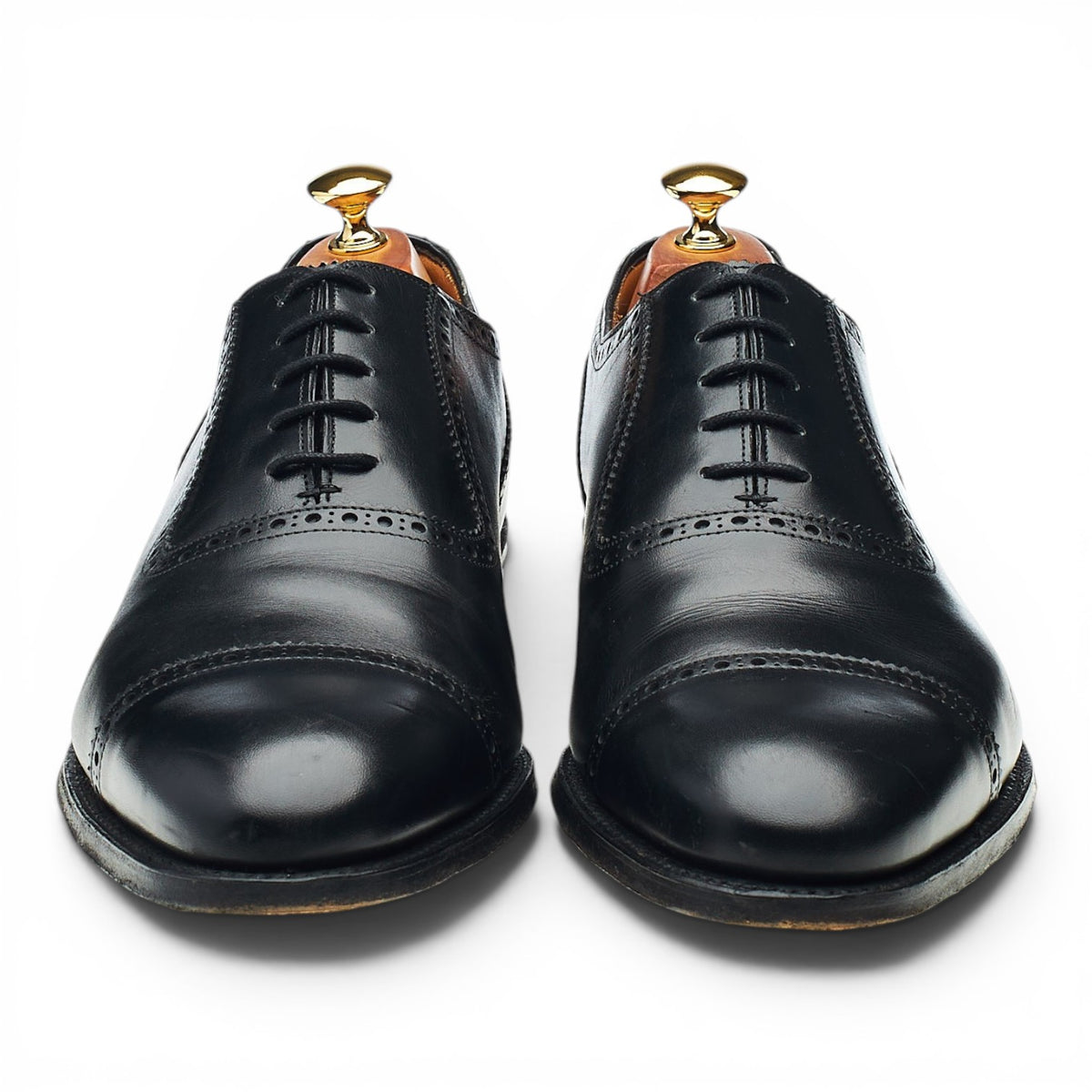 'Fenchurch' Black Leather Oxford Semi Brogues UK 10 F