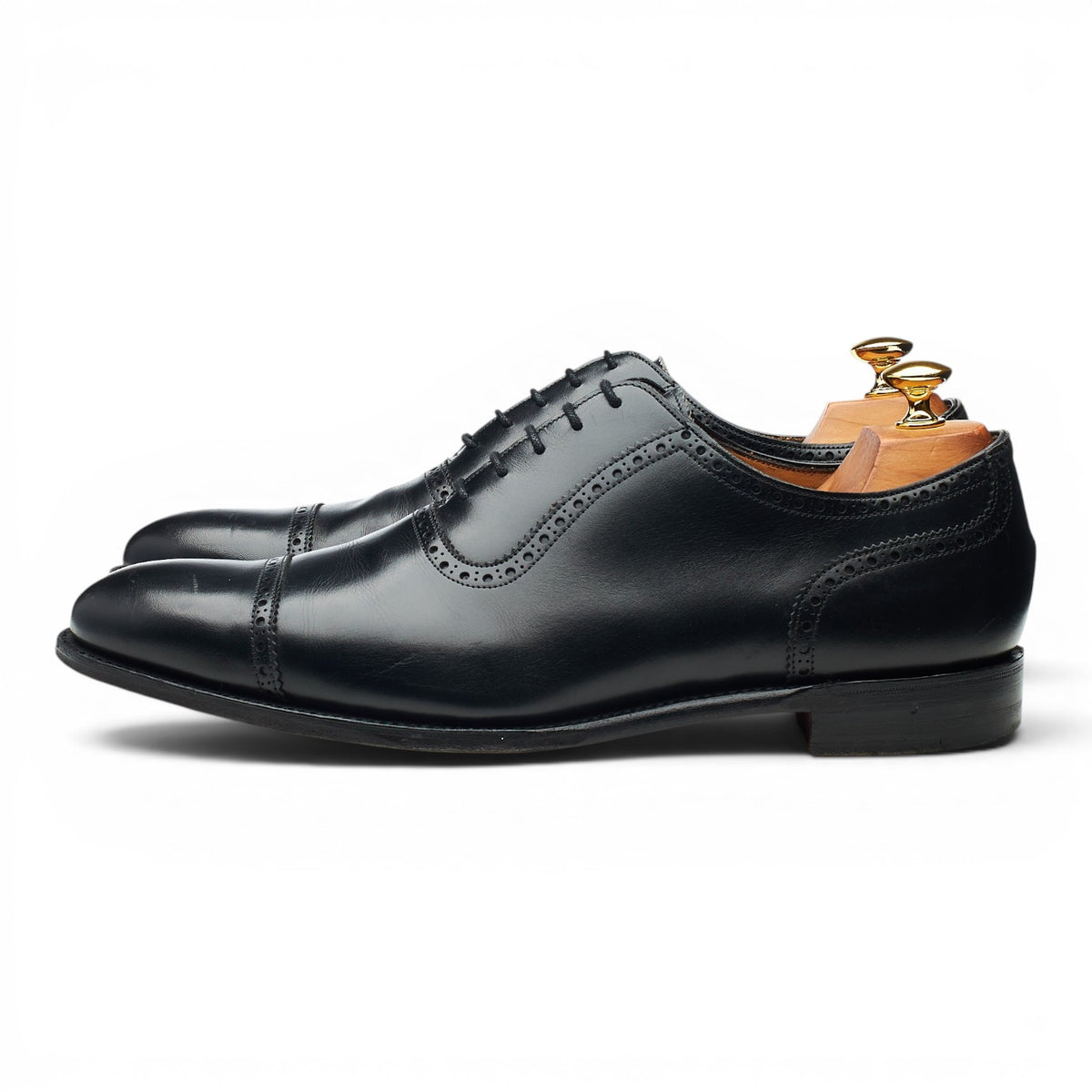 'Fenchurch' Black Leather Oxford Semi Brogues UK 10 F