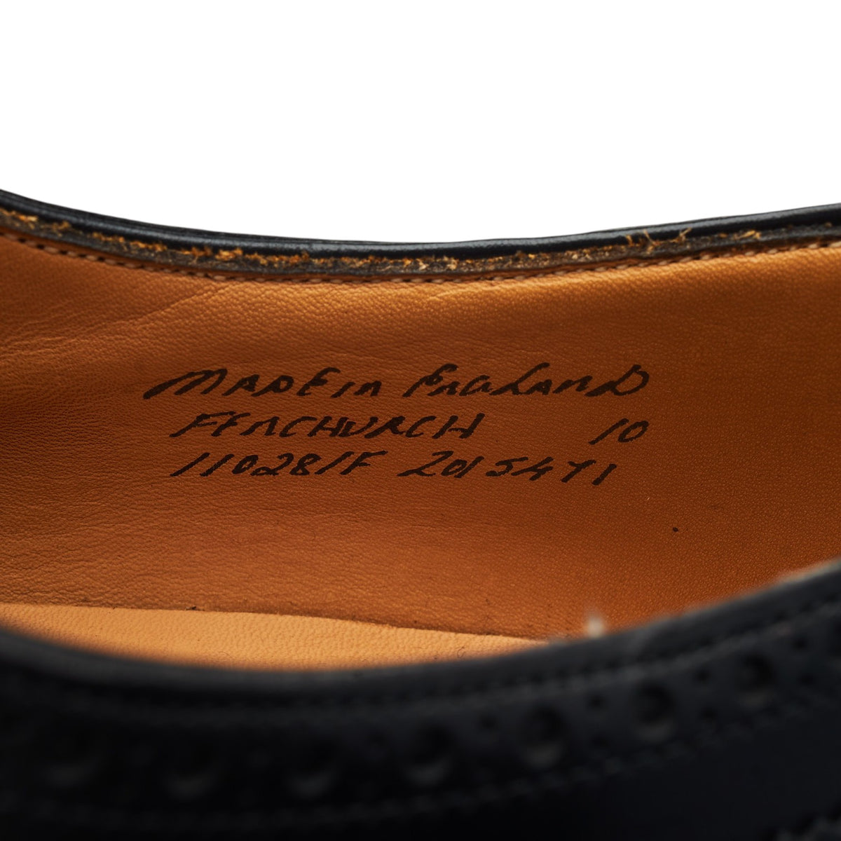 'Fenchurch' Black Leather Oxford Semi Brogues UK 10 F