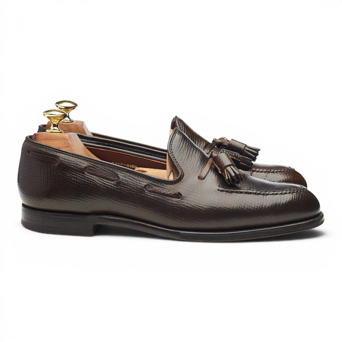 'Cavendish 3' Dark Brown Grain Cordovan Leather Tassel Loafers UK 7.5 E