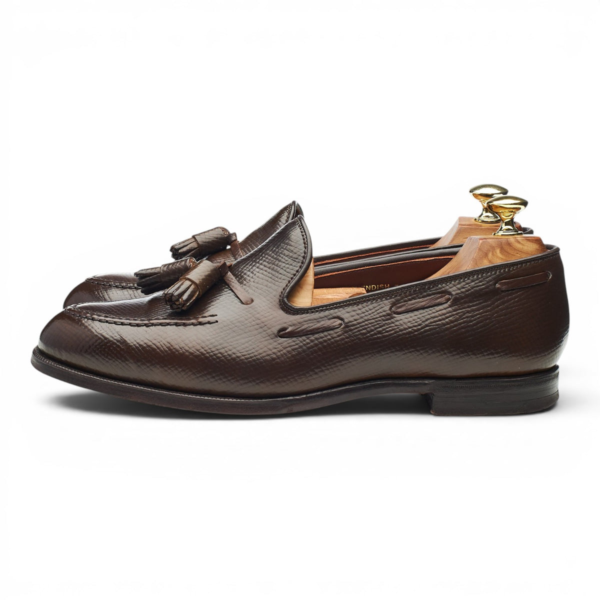 'Cavendish 3' Dark Brown Grain Cordovan Leather Tassel Loafers UK 7.5 E