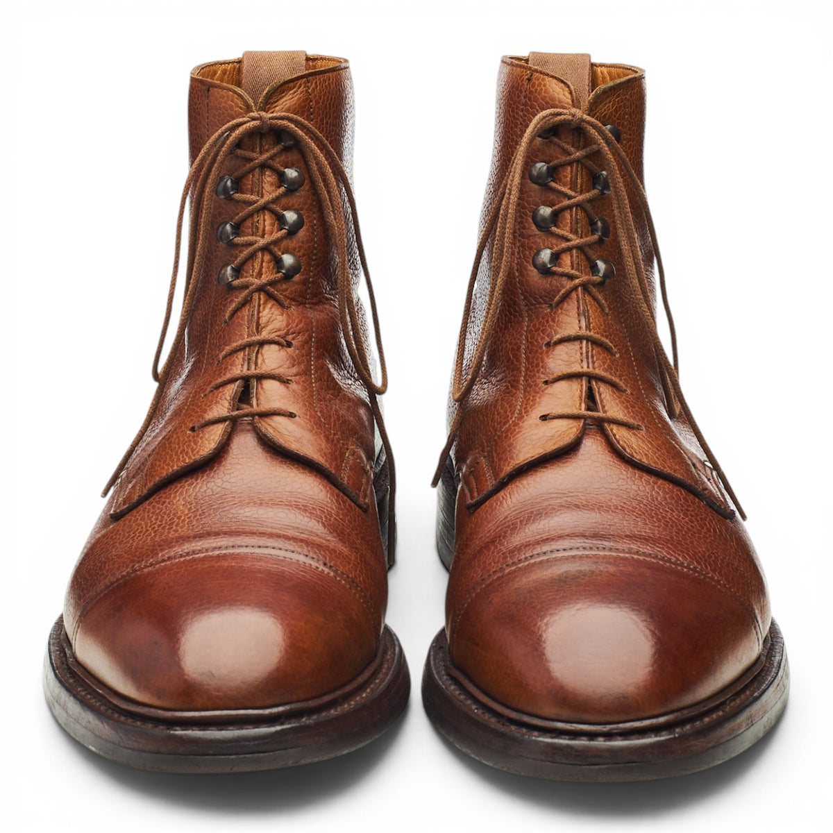 'Coniston' Tan Brown Grain Leather Boots UK 9.5 E