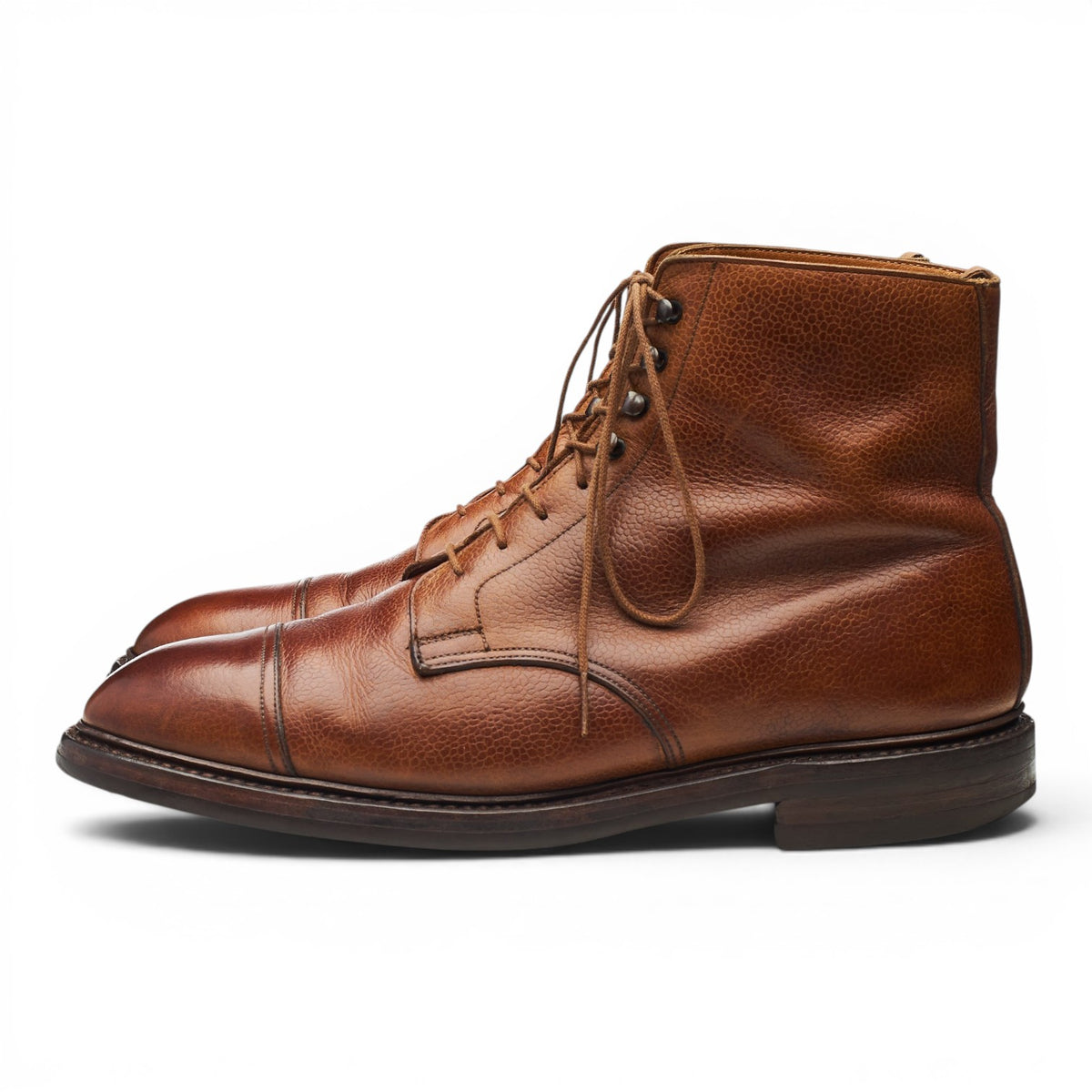 'Coniston' Tan Brown Grain Leather Boots UK 9.5 E