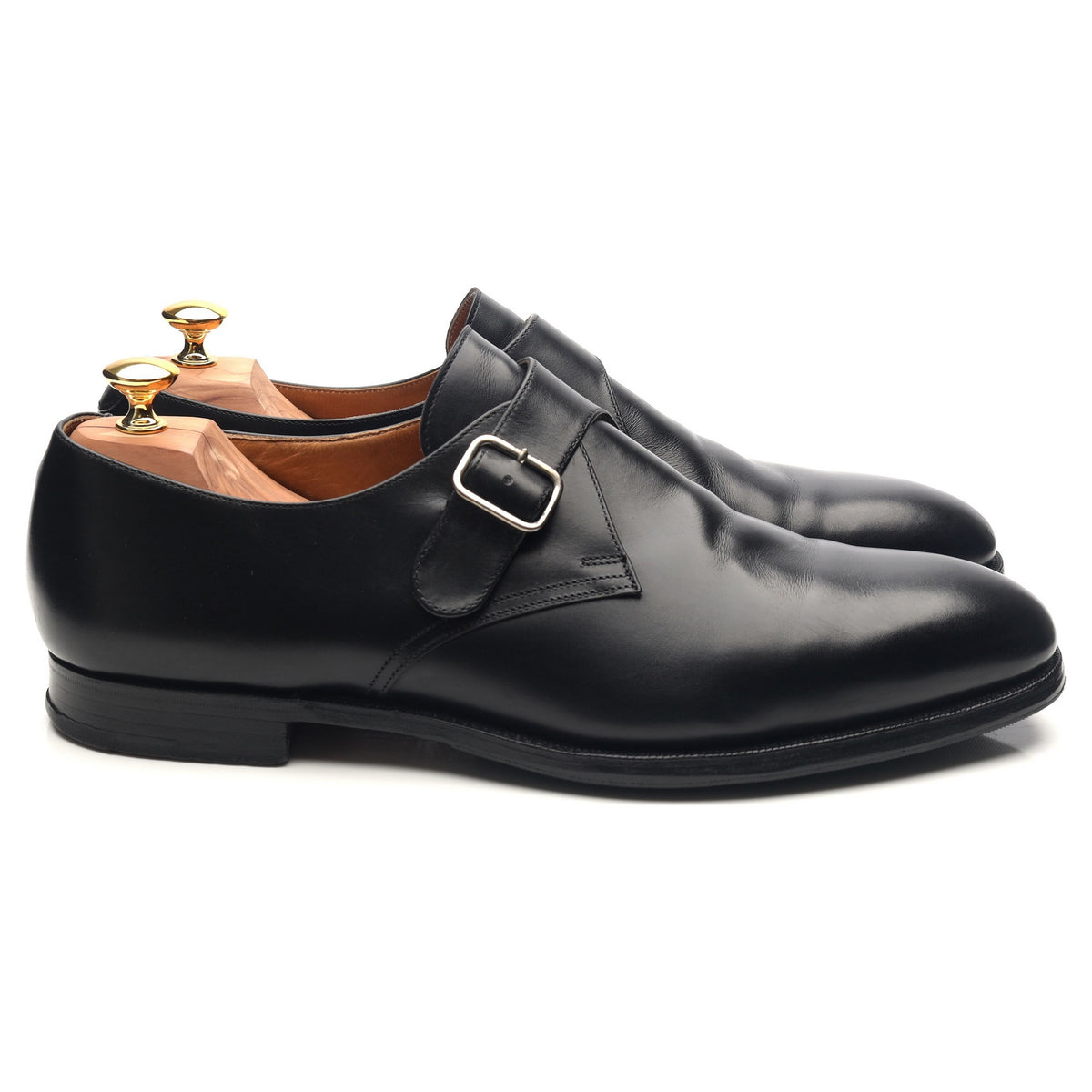 &#39;Grosvenor&#39; Black Leather Monk Strap UK 12 F