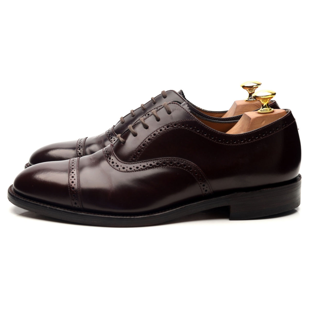 &#39;206&#39; Burgundy Leather Oxford Semi Brogues UK 8