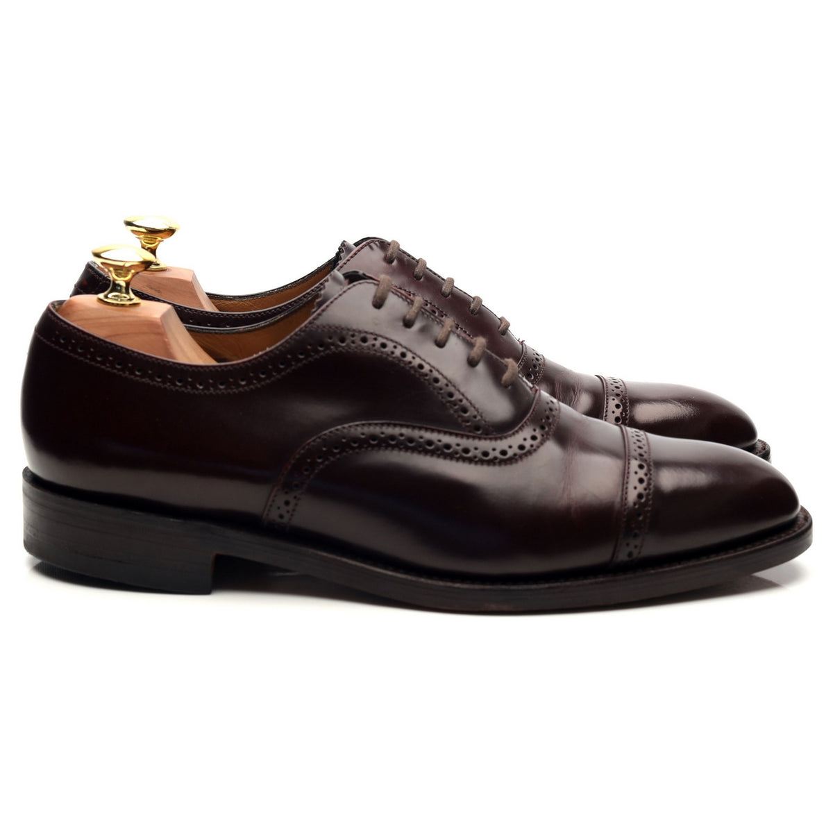 &#39;206&#39; Burgundy Leather Oxford Semi Brogues UK 8