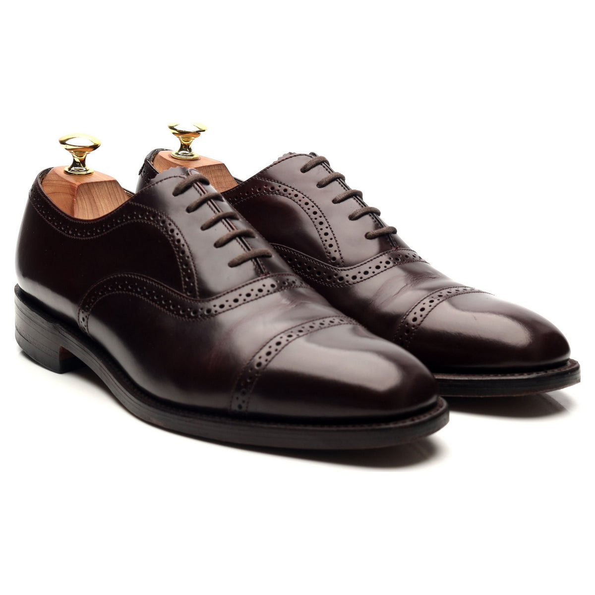 &#39;206&#39; Burgundy Leather Oxford Semi Brogues UK 8