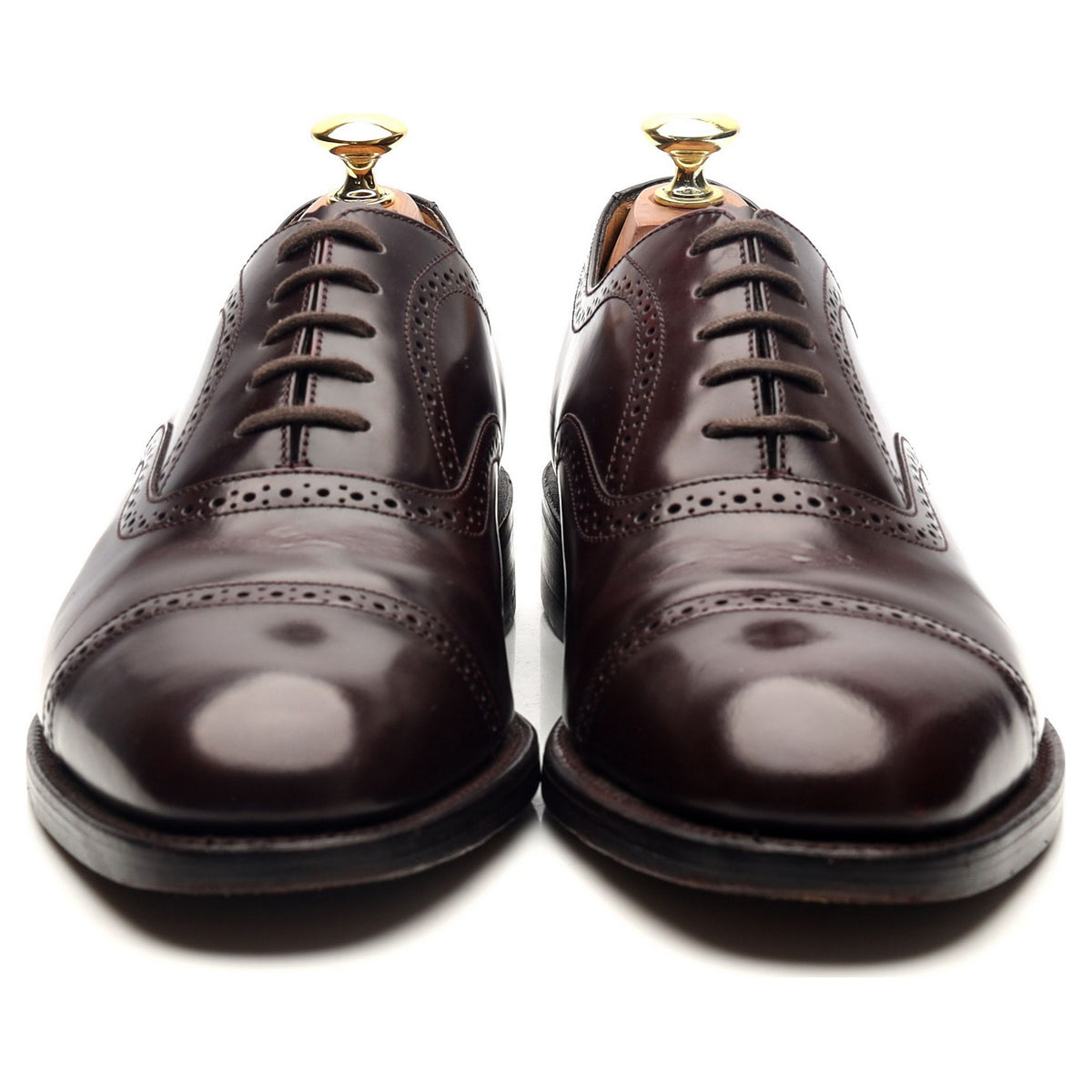 &#39;206&#39; Burgundy Leather Oxford Semi Brogues UK 8