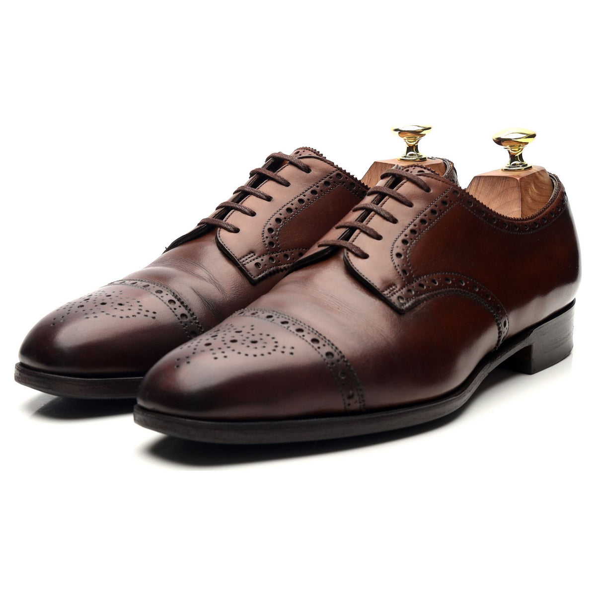 Foster &amp; Son Brown Leather Derby Brogues UK 7.5 E