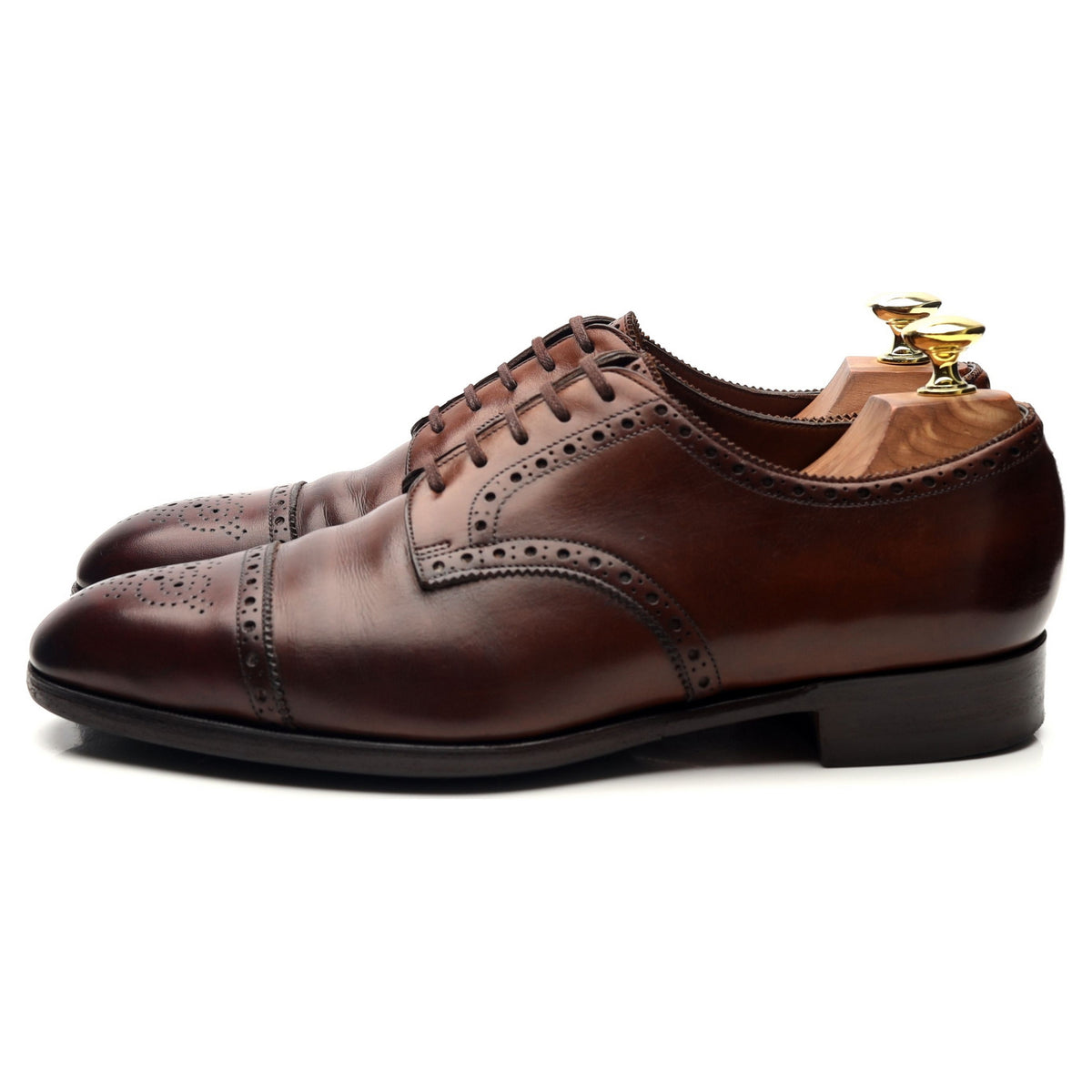 Foster &amp; Son Brown Leather Derby Brogues UK 7.5 E