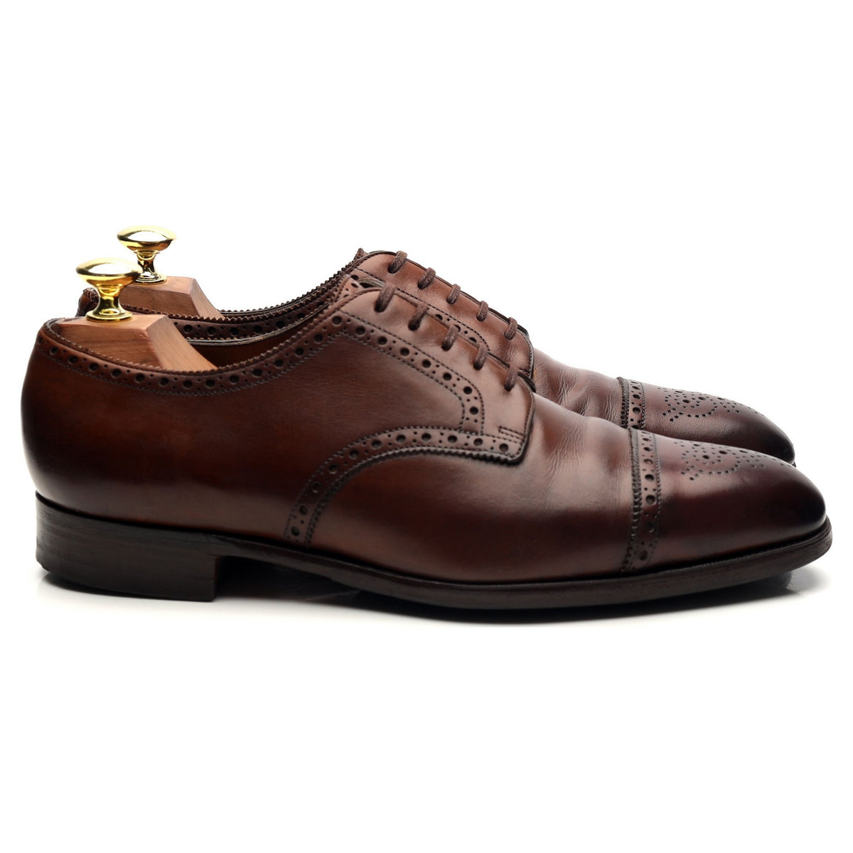 Foster &amp; Son Brown Leather Derby Brogues UK 7.5 E