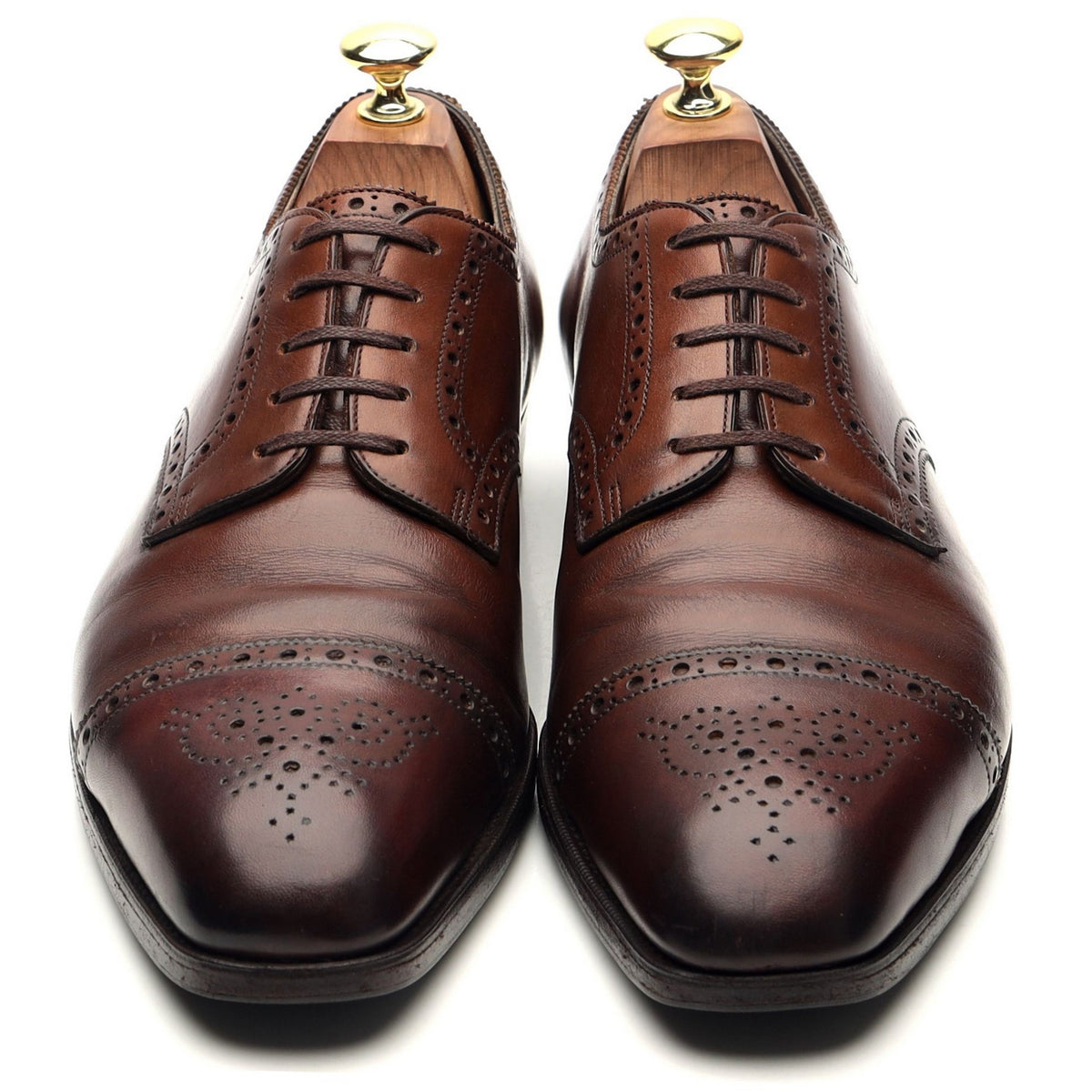 Foster &amp; Son Brown Leather Derby Brogues UK 7.5 E