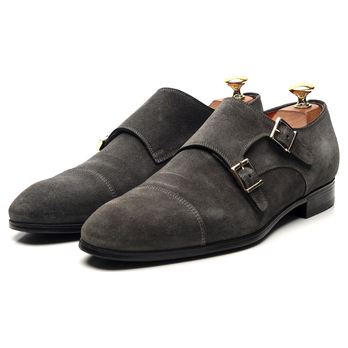 Grey Suede Double Monk Strap UK 6.5 F