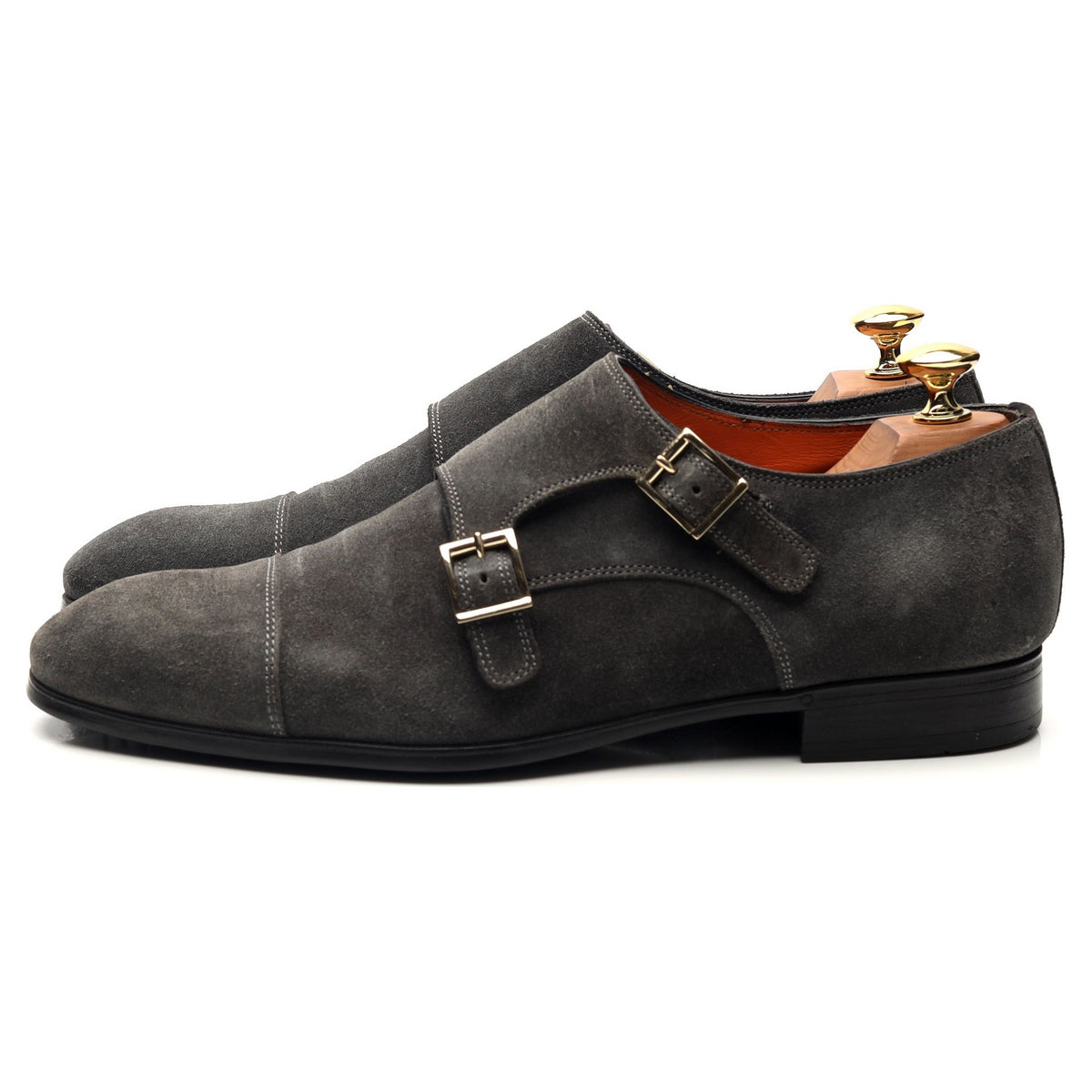 Grey Suede Double Monk Strap UK 6.5 F