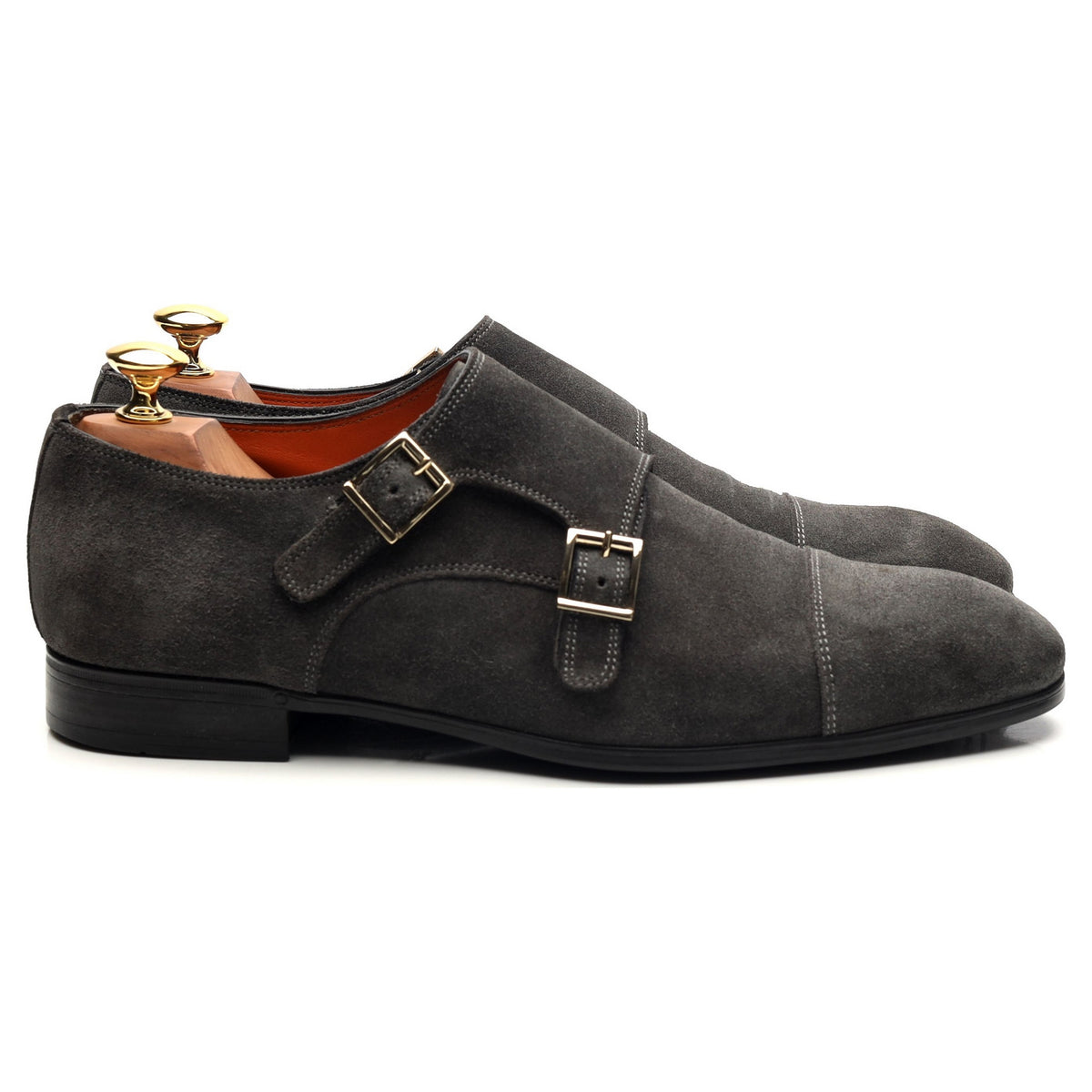 Grey Suede Double Monk Strap UK 6.5 F