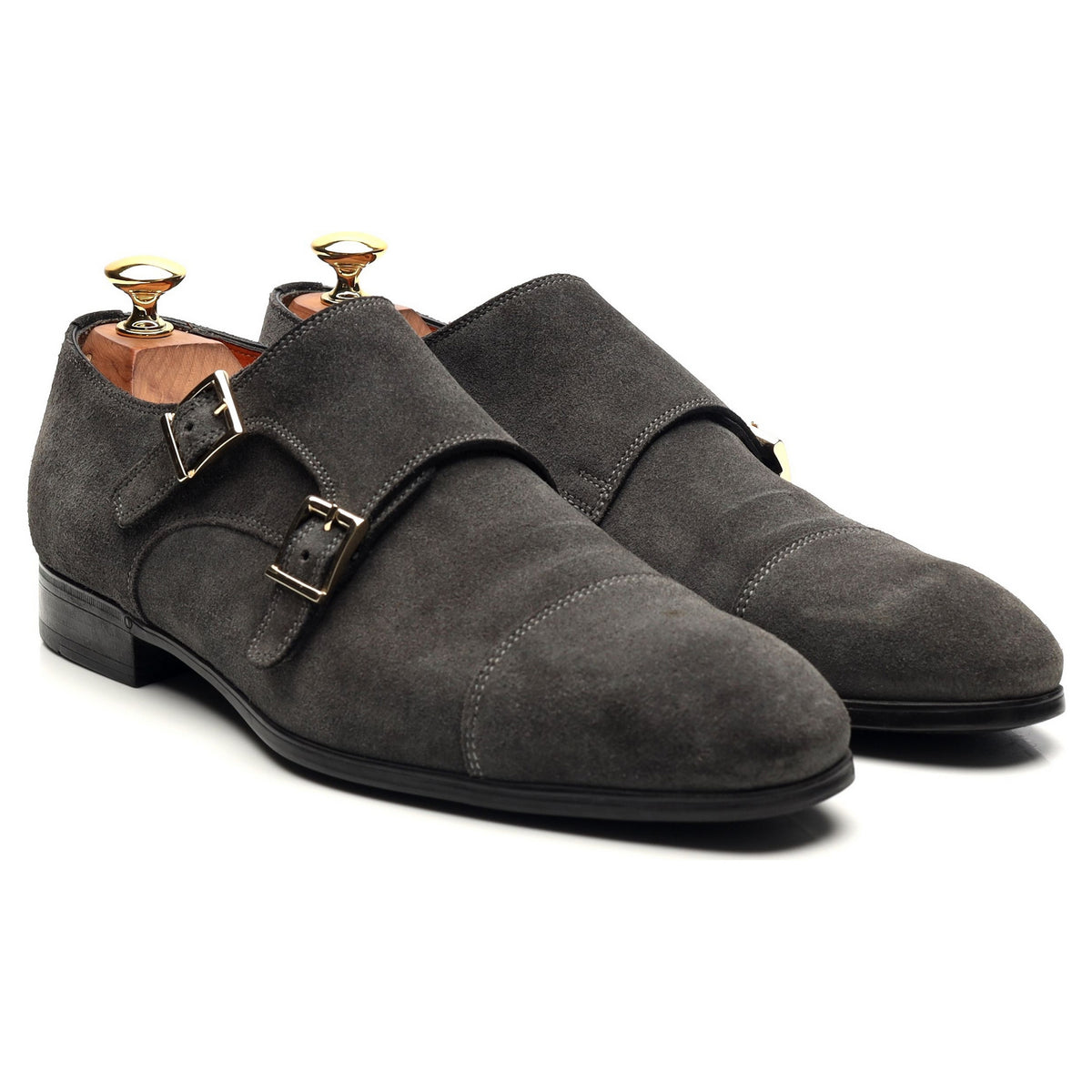 Grey Suede Double Monk Strap UK 6.5 F