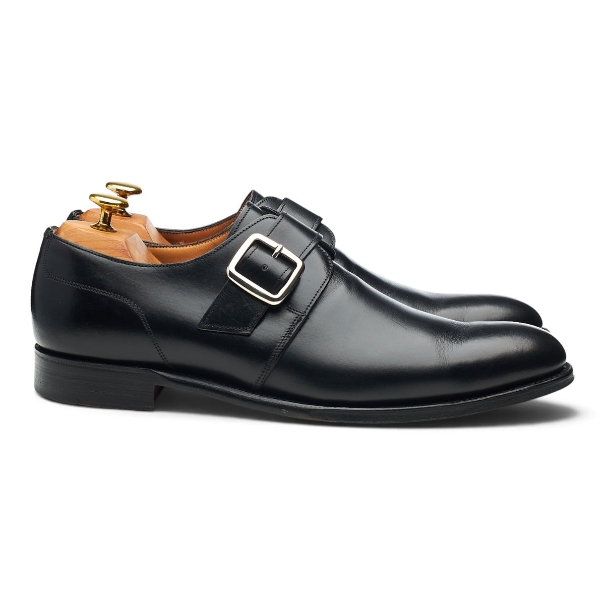 'Moorgate' Black Leather Monk Strap UK 8 F