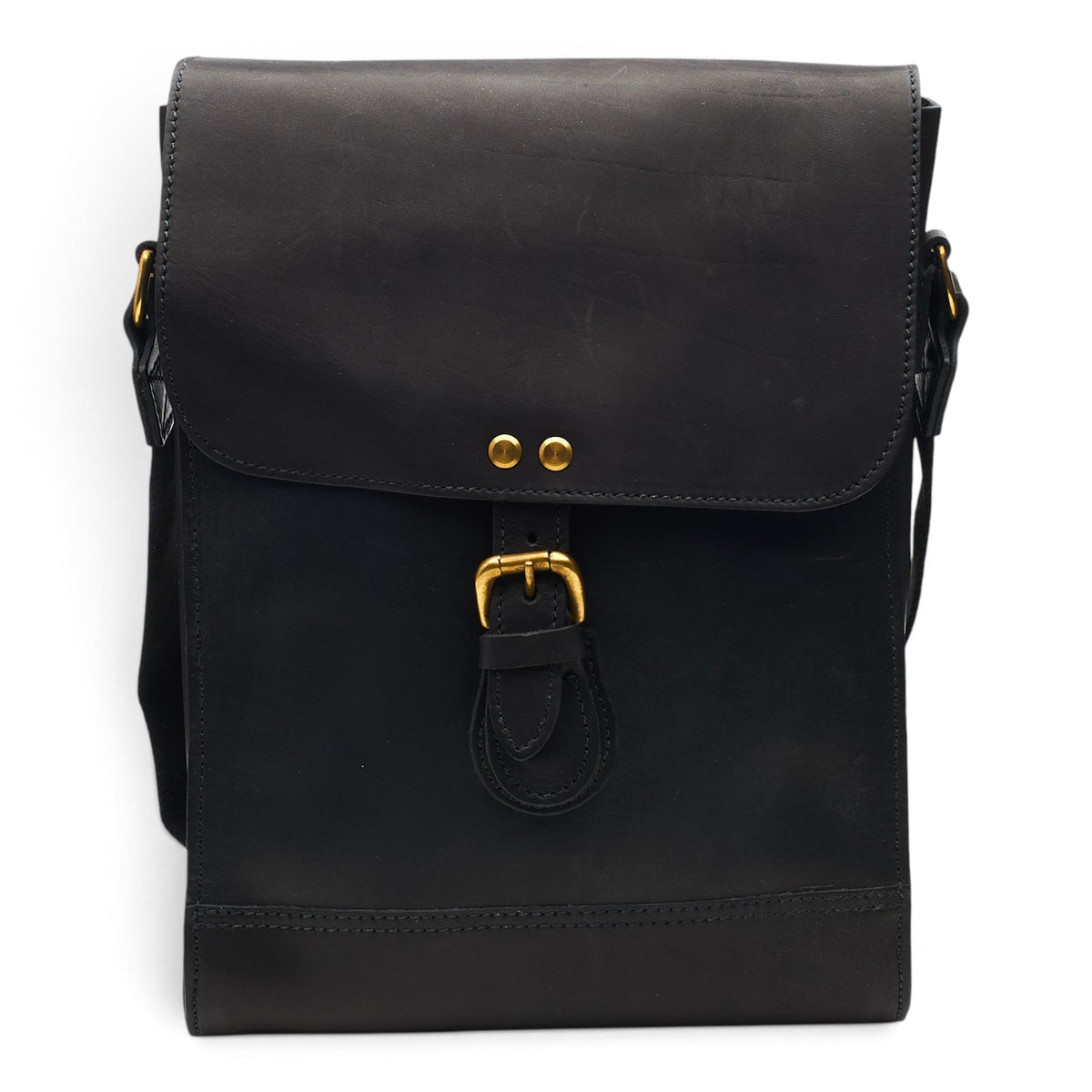 Black Leather Shoulder Messenger Bag